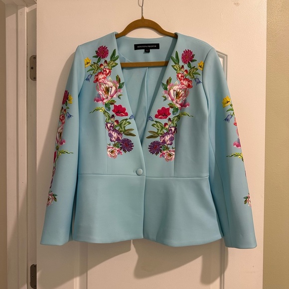 NWOT Boston Proper Garden Row Scuba Peplum Blazer - Picture 5 of 7